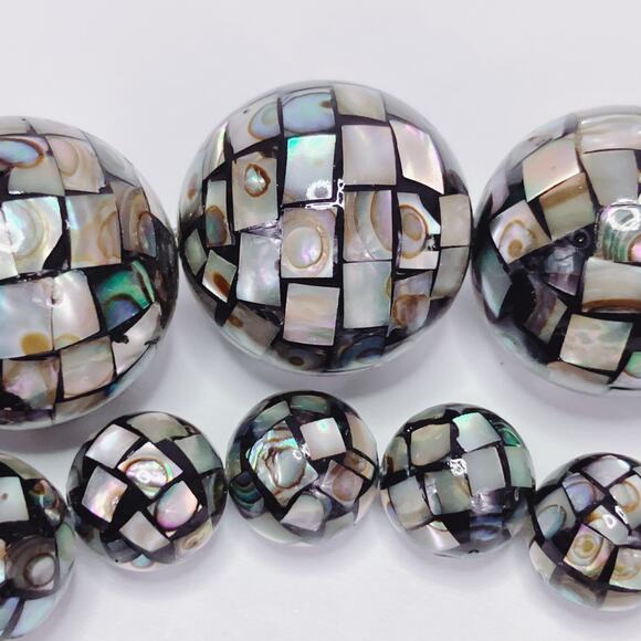 Jay King DTR Abalone Shell Mosaic Graduated Bead Necklace 925 Sterling Silver - Picture 9 of 12